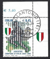 Italia 2005; Juventus Campione D’ Italia 2004-2005, Francobollo D’ Angolo Con Appendice Italia; Usato. - 2001-10: Used