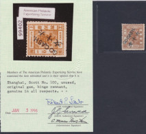 SHANGHAI 1879, 60 CASH. Ovpr. On  100 CASH Unused, CERTIFICATE APS - Altri & Non Classificati