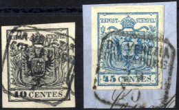 O/piece 1850, 10 Cent E 45 Cent Carta A Mano Su Frammento Con Annullo "Da Venezia Col Vapore" - Lombardo-Venetien