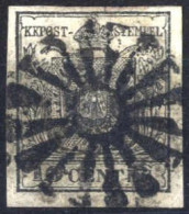 O 1850, 10 Cent Nero, Carta A Mano, Annullo Muto Di Milano, Ex Caspary Sass. 2 / Punti 11 - Lombardo-Venetien