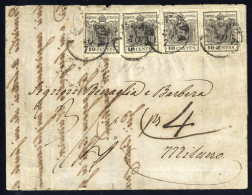 Cover 1850, Lettera Con Annullo C1 "VICENZA 30 / 7" Su Quattro Esemplari Del 10 Cent. Nero Su Lettera Della Terza Distan - Lombardije-Venetië