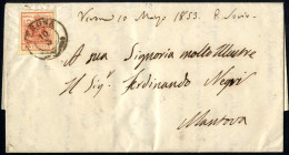 Cover 1850, Lettera Da Verona Del 10.3 Per Mantova, Affrancata Con 15 Cent. Rosso Tipo III Carta A Mano, Cert. Goller, S - Lombardo-Vénétie