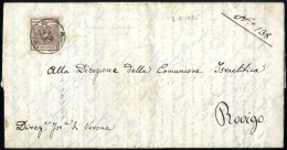 Cover 1850, Lettera Completa Del Testo Scritta Il 29.8.1850 Da Verona A Rovigo, Affrancata Con 30 Cent. Bruno, Carta A M - Lombardo-Veneto