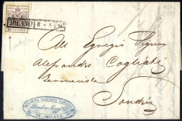 Cover 1851, Lettera Del 8.4.1851 Da Milano A Sondrio, Affrancata Con 30 Cent. Bruno, Carta A Mano, I Tipo, Ampi Margini  - Lombardy-Venetia