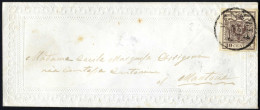 Delcampe - Cover 1850, Valentina Del 22.3.185.. Da Venezia A Mantova, Affrancata Con 30 Cent. Bruno Scuro, Carta A Mano, I Tipo, Am - Lombardo-Vénétie