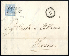 Cover 1850, Quattro Lettere Affrancate Con 45 Cent. Azzurro Carta A Mano: 1) Del 6.5.1852 Da Udine A Verona Con 45 Cent. - Lombardo-Vénétie