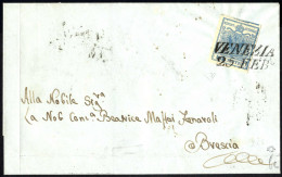 Cover 1850, Lettera Del 25.2.185.. Da Venezia A Brescia, Affrancata Con 45 Cent. Azzurro, Carta A Mano, I Tipo, Buoni/am - Lombardy-Venetia