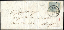 Cover 1853, Lettera Completa Del Testo Del 30.6.1853 Da Venezia A Brescia, Affrancata Con 45 Cent. Azzurro Verdastro, Ca - Lombardy-Venetia