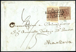 Cover 1851, Lettera Del 27.9.1851 Da Venezia A Mantova, Affrancata Con Due Esemplari Del 30 Cent. Bruno Su Carta A Coste - Lombardo-Vénétie