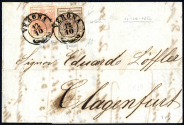 Cover 1852, Lettera Del 12.10.1852 Da Verona A Klagenfurt, Affrancata Con 30 Cent. Bruno, Carta Costolata, I Tipo + 15 C - Lombardo-Vénétie