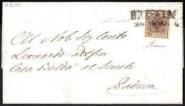 Cover 1851, Lettera Completa Del Testo Del 28.12.1851 Da Brescia A Padova, Affrancata Con 30 Cent. Bruno Rossastro, Cart - Lombardo-Venetien