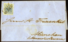 Cover 1856, Lettera Da Udine Il 27.2 Per Monaco (Baviera) Affrancata Con 45 C. Azzurro Carta A Macchina, Sass. 22 - Lombardo-Vénétie