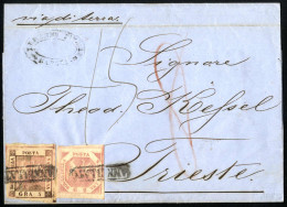 Cover 1858, Lettera Del 13.11.1858 Da Napoli A Trieste, Indicazione Manoscritta "via Di Terra", Affrancata Con 2 Grana R - Neapel