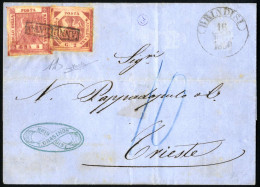 Cover 1860, Lettera Del 16.3.1860 Da Brindisi Col Lloyd Austriaco A Trieste, Affrancata Con 2 Grana Carminio I Tavola E  - Nápoles