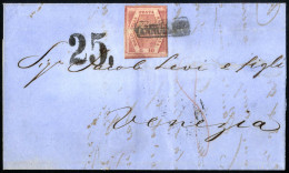 Cover 1860, Lettera Del 7.4.1860 Da Napoli Via Terra Per Lo Stato Pontificio A Venezia, Affrancata Con 10 Gr. Carminio R - Naples