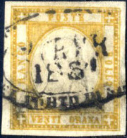 O 1861, Province Napoletane 20 Grana Arancio, Molto Ben Marginato, Annullato Con Il Bollo Ovale "Ufficio Postale Del Por - Napoli