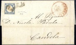 Cover FOGGIA, Lettera Del 5.4.1861 Da Foggia A Candela, Affrancata Con Province Napoletane 2 Grana Azzurro, Ben Marginat - Nápoles