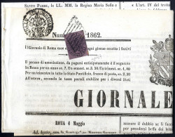 Cover 1852, "½ Baj. Lilla Rosa", Isolato Su "Giornale Di Roma" Del 1.5.1862, Annullato Con Griglia Pontificia, Grande Ra - Papal States