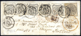 Cover 1852, Valentina Con Stampa A Secco Da Roma 10.9.1855 Per Glasgow Affrancata Per 44 Baj. Con 4 Baj. Bruno Grigio Ch - Papal States