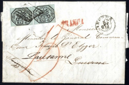 Cover 1858, Lettera Da Ancona Il 5.10 Per Lucerna Rispedita Per Losanna (Svizzera) Affrancata Con Due 6 B. Grigio Verdas - Stato Pontificio