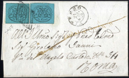 Cover 1868, Lettera Completa Del Testo Del 21.6.1868 Da Viterbo A Roma, Affrancata Con Due Esemplari Del 5 C. Azzurro Ve - Kerkelijke Staten