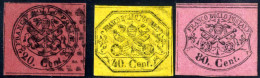 */o 1852-67, 2 Baj. Verde Coppia Verticale Con Interspazio Di Gruppo A Sinistra Con Annullo Lineare "FANO", Firma ED, 3  - Stato Pontificio
