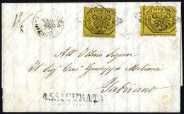 Cover 1870, Assicurata Di Due Porti Da Roma A Fabriano Affrancate Con L'ultima Emissione Pontificia Del 17.5.1870, Affra - Kerkelijke Staten