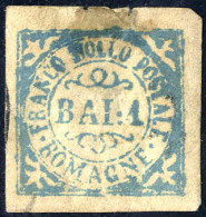 * 1859, "SAGGIO", 1 Baj. Azzurro, Stampa Nitida, Gomma Parziale, Uno Dei Pochi Esemplari Originali Noti, In Buono Stato  - Romagna