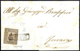Cover 1859, Lettera Del 1.11.1859 Da Bondeno A Ferrara, Affrancata Con Un Francobollo Da 1 Baj. Bruno Grigio, Buoni/ampi - Romagne