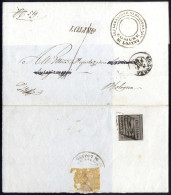 Cover 1859, Lettera Del 2.11.1859 Da Lojano A Bologna In Porto Assegnato "1" Baj., Affrancata Al Verso Con 1 Baj. Grigio - Romagne