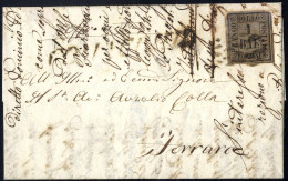 Cover "COMACCHIO" (R2), Lettera Del 12.9.1859 Da Comacchio A Ferrara, Affrancata Con 1 Baj. Bruno Grigio, Buoni Margini, - Romagna