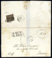 Cover "M.A DI PIEVE", Lettera Del 23.1.1860 Da Cento A Ferrara In Porto Assegnato "5" Cent. = 1 Baj., Affrancata Al Vers - Romagne