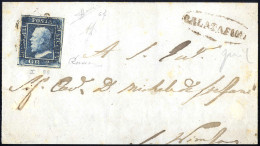 Cover "CALATAFIMI", Ovale In Rosso Brunastro Sul Fronte Di Lettera Affrancata Con 2 Gr. Azzurro Vivo, II Tavola - Posizi - Sizilien