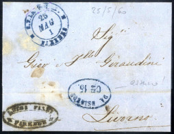 Cover 1848/60, Tre Lettere Con Il Bollo In Cartella "S.F.L. / P.P." (Porto Pagato): Del 4.4.1849 E Del 29.12.1848 Da Fir - Tuscany