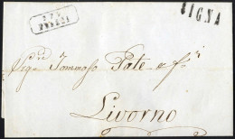 Cover 1852-6, STRADA FERRATA LEOPOLDA: Due Lettere Da Signa A Livorno, La Prima Del 12.8.1852 Con Il Timbro Arcaico "SIG - Toscane