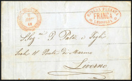 Cover 1854, STRADA FERRATA LEOPOLDA: Lettera Del 2.12.1854 Da Firenze A Livorno, Timbro C2 "STADA FERRATA LEOPOLDA UFFIZ - Toscana