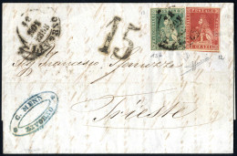 Cover 1859, Lettera Del 18.11.1859 Da Livorno Via Milano A Trieste, Affrancata Fino Al Confine Con L'Austria Con 1 Cr. C - Toscana