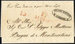 Cover 1861, STRADE FERRATE LIVORNESI: Lettera Completa Del Testo Del 17.7.1861 Da Firenze A Bagni Di Montecatini, Timbro - Toskana