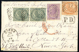 Cover 1869/77, Tre Lettere Dall'Italia Per New York: 1) Del 28.8.1869 Da Siena Affrancata Con VE II 5 C. Grigio Verde Co - Autres & Non Classés