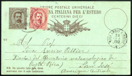 Cover 1889, Cartolina Postale Per L'estero (vignetta Umberto I) Cent. 10, Mill. 87, Con Affrancatura Complementare Umber - Andere & Zonder Classificatie