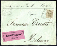 Cover 1898-1900, Lotto Di Due Lettere Ed Una Cartolina Espresso, Del 25.2.1898 Da Lucca A Milano Affrancata Con Umberto  - Andere & Zonder Classificatie