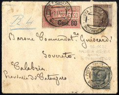 Cover 1922, Lettera Di Posta Pneumatica Del 2.11.1922 Da Napoli A Soverato (Catanzaro), Affrancata Con 15 C. Grigio + 40 - Sonstige & Ohne Zuordnung