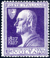 * 1927, Allesandro Volta, 20 C. Violetto, Non Emesso, Nuovo Linguellato, Firmato Emilio Diena, Sass. 210A - Otros & Sin Clasificación