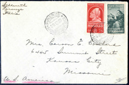 Cover 1937, Uomini Illustri, Lettera Da Firenze Il 28.12 Per Cansas City (USA) Affrancata Con 75 C E 2,55 + 2 L., Firma  - Otros & Sin Clasificación