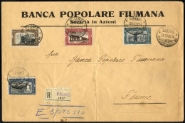 Cover 1926, Lettera Raccomandata Espresso Da Fiume Il 28.10 Per Città Affrancata Con Serie Completa Di 4 Valori Previden - Fiume