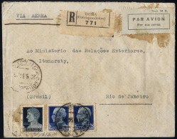 Cover 1934, Raccomandata Di Posta Aerea Da 10 A 15 Gr. Spedita Dall'Ambasciata Del Brasile Il 28.9.1934 Da Roma A Rio De - Sonstige & Ohne Zuordnung