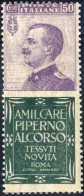 * 1924-25, Pubblicitario "PIPERNO" 50 C. Violetto E Verde, Nuovo Con Gomma Originale E Leggera Traccia Di Linguella, Rar - Sellos Para Sobres Publicitarios