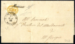 Cover 1866, Lettera Completa Del Testo Del 20.5.1866 Da Massa Fermana A Monte Giorgio, Affrancata Per La Tassa Del Doppi - Andere & Zonder Classificatie