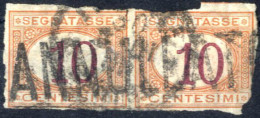 O 1890, Segnatasse 10 C Coppia Non Dentellata, Separata A Mano, Cert. AD, Sass 21g / 6500.- - Altri & Non Classificati