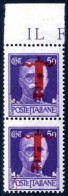 ** 1944, 50 C. Violetto, Soprastampa Di Verona "fascio" In Rosso, Coppia Verticale (pos. 90/100), Fascio Grosso In Alto, - Altri & Non Classificati